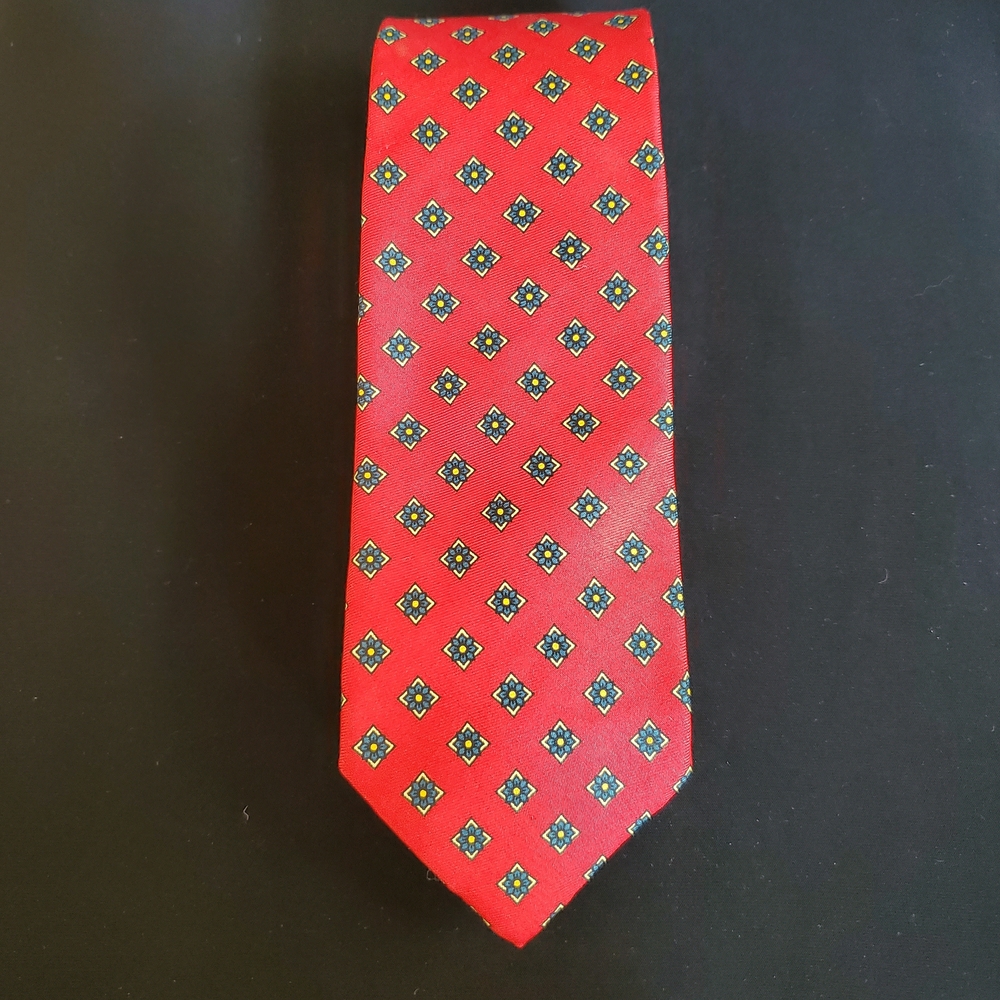 Lands' End - Red and Green - Silk -Patterned Tie